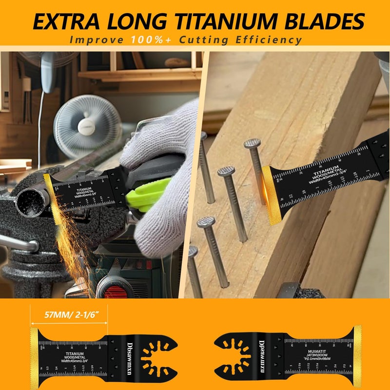 Dbsawmxn 12PCS Titanium Oscillating Tool Blades Metal Cutting, Professional Multi Tool Blades for Metal Wood Plastic Drywall Cuts Saw Blades Compatible with Dewalt Milwaukee Ryobi Rockwell - Image 4
